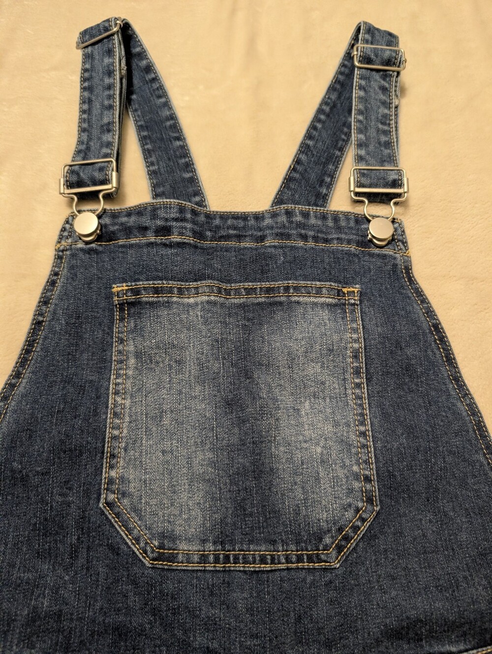 Flamingals Wash Patch Pocket Stitch Detail Barrel Leg Denim Overalls NWT - Picture 9 of 16